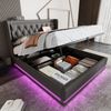 Polsterbett mit USB-Anschluss, LED & Stauraum, 140x200 cm, Baumwolle, Grau, ohne Matratze Bild 2
