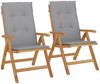 Gartenstühle 2er Set, Bistrostühl mit Kissen Massivholz Teak Bild 2