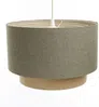 BPS Koncept 061-124-40 Hängeleuchte BOHO ELEGANT E27 1x40W Stoff strukturiert auf PVC-Kunststoff, mit Rattan Diffusor grau, braun H:96cm Ø40cm dimmbar Bild 3