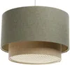 BPS Koncept 061-124-40 Hängeleuchte BOHO ELEGANT E27 1x40W Stoff strukturiert auf PVC-Kunststoff, mit Rattan Diffusor grau, braun H:96cm Ø40cm dimmbar Bild 1