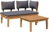 vidaXL Gartenbank und Tischset 2 pcs Grau und Braun Massivholz Teak 42006399 Bild 2