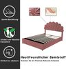 Polsterbett 140x200 Samt mit Stauraum, hydraulisch, Blumen-Kopfteil, Doppelbett modern weich,Rosa Bild 4
