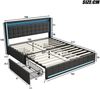 Double bed linen fabric, 160 * 200cm dark gray, bed flaps, headboard and footboard with LED lights, 4 iron drawers, headboard with USB charging port Bild 2