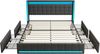 Double bed linen fabric, 160 * 200cm dark gray, bed flaps, headboard and footboard with LED lights, 4 iron drawers, headboard with USB charging port Bild 3