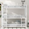 Etagenbett 90x200 cm Dreifach aus Metall in Weiß – mit Leiter, Schutzgeländern und platzsparendem Design Bild 2