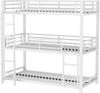 Etagenbett 90x200 cm Dreifach aus Metall in Weiß – mit Leiter, Schutzgeländern und platzsparendem Design Bild 3