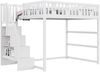 Hochbett 140×200 cm mit Treppe und Rausfallschutz, Stern-Mond-Design, Weiß, ohne Matratze Bild 4