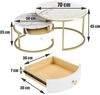 Couchtisch Weiß Gold Marmor Rund Set Stauraum Moderne Wohnzimmertisch Bild 3