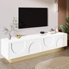 Moderner weißer TV-Schrank 175 cm – Elegantes Kurvendesign mit Holzoptik und ausreichend Stauraum, 175x40x42cm Bild 2