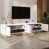 Moderner weißer TV-Schrank 175 cm – Elegantes Kurvendesign mit Holzoptik und ausreichend Stauraum, 175x40x42cm Bild 3