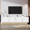 Moderner weißer TV-Schrank 175 cm – Elegantes Kurvendesign mit Holzoptik und ausreichend Stauraum, 175x40x42cm Bild 4