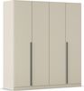rauch Kleiderschrank Alba, Drehtürenschrank, Garderobenschrank, 4-türig, mit 3 Kleiderstangen, 4 Einlegeböden und Schubladeneinsatz, Farbe Champagner, Beige, Griffstange Grau metallic, Schwarz, 181x197x54cm Bild 3