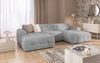 luma-home Wohnlandschaft U-Form 6-Sitzer, raffinierte Steppungen, Chenille-Bezug in Hellgrau, 323 x 161 x 79 cm Bild 3
