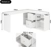 Flieks L-förmiger Eckschreibtisch 120×50×78 cm + 130×35×75 cm, beidseitig montierbar, Computertisch mit 2 Schubladen & offenen Fächern, Weiß Bild 5