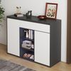 Schuhschrank 105 x 39,5 x 86 cm aus Spanplatte in Schwarz-Weiß mit LED, Glasböden, 2 Türen & Schublade Bild 2