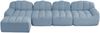 Ecksofa modular in Blau, Granulierter Fleece, ergonomische Form, verbreiterte Sitzfläche mit Ottoman,79x366x165 cm Bild 5