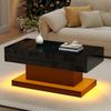 Couchtisch mit 2 Schubladen & LED-Lichtleiste, 100x50x45 cm, Schwarz Bild 5