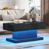 Couchtisch mit 2 Schubladen & LED-Lichtleiste, 100x50x45 cm, Schwarz Bild 3