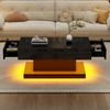 Couchtisch mit 2 Schubladen & LED-Lichtleiste, 100x50x45 cm, Schwarz Bild 2