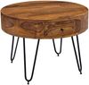 Wohnling Couchtisch mit Schubladen, Sheesham Massivholz, rund 60 cm Bild 2