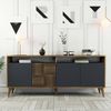 Dmora Konsolentisch Jole, Wohnzimmer-Sideboard, niedriger TV-Schrank, ausgestatteter Wandsockel, 180 x 35 h79 cm, Walnuss und Anthrazit Bild 4