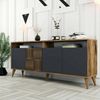 Dmora Konsolentisch Jole, Wohnzimmer-Sideboard, niedriger TV-Schrank, ausgestatteter Wandsockel, 180 x 35 h79 cm, Walnuss und Anthrazit Bild 2