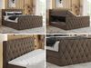 Boxspringbett, Doppelbett mit Fußteil, Multipocket-Matratzen und Topper, gestepptes Kopfteil und Front - MIREN KING DUO - 140 x 200 cm - Braun Velours - H4 Bild 2