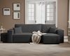 Ecksofa Schlafsofa Sofa ADARA inkl. Hocker Stoff Poso Schwarz Ottomane Rechts Bild 2