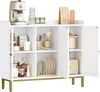 Sideboard, Buffetschrank, Küchenschrank, Küchekommode, Geschirrschrank mit 3 Türen, Verstellbare Einlegeböden, für Küche und Wohnzimmer, Aufbewahrungsschrank 30 x 100 x 80,5 cm, Weiß Bild 2