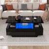 Couchtisch 90x55x41 cm mit LED und 2 Schubladen in Hochglanz-Schwarz Bild 4