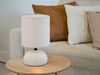 LED Tischleuchte Keramik Weiß runder Stofflampenschirm in Weiß, Höhe 23cm Bild 5