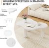LVHOM Wolkenförmiger Couchtisch in Marmoroptik, Organischer Kaffeetisch mit Massivholzbeinen, Beistelltisch für Wohnzimmer, rundum abgerundet, Weiß Bild 3
