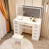 oyajia Schminktisch Kosmetiktisch mit Hocker & LED-Beleuchtung (Einstellbare drei Farbtemperaturen, um Ihr perfektes Make-up zu präsentieren), Mit 11 Schubladen,Steckdosen,Großer Spiegel Bild 2