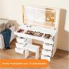 oyajia Schminktisch Kosmetiktisch mit Hocker & LED-Beleuchtung (Einstellbare drei Farbtemperaturen, um Ihr perfektes Make-up zu präsentieren), Mit 11 Schubladen,Steckdosen,Großer Spiegel Bild 3
