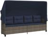 vidaXL Sonnenliege mit Dach und Kissen Grau Poly Rattan 368342 Bild 2