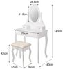 ML-DESIGN Schminktisch Kosmetiktisch mit Spiegel und Hocker aus MDF Holz Make-up Tisch, Tisch 75 x 140 x 40 cm Weiß 3 Spiegel klappbar und 3 Schubladen Bild 2