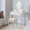 ML-DESIGN Schminktisch Kosmetiktisch mit Spiegel und Hocker aus MDF Holz Make-up Tisch, Tisch 75 x 140 x 40 cm Weiß 3 Spiegel klappbar und 3 Schubladen Bild 3