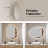 EMKE Spiegel mit Beleuchtung Asymmetrischer LED Badspiegel mit Beleuchtung 75 x 55 cm Touch-Schalter, 3 Lichtfarben Dimmbar, Beschlagfrei Badezimmerspiegel mit Beleuchtung IP44 Energiesparend Bild 5