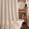 Agger Duschvorhang Shower curtains Anti schimmel Waschbar,schwer,183cm*183cm Breite 183 cm, Bauernhof-Duschvorhang aus Leinen in Beige mit Volant-Saum Bild 2