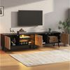 KLAM HOME Lowboard LED TV-Schrank 175cm Naturholz-Schwarz für 75 Zoll Fernseher (Lowboard mit App-gesteuerter Beleuchtung, 3 Schränken & Glasfach), Moderner Wohnzimmer TV-Ständer mit viel Stauraum & 6 Stützbeinen Bild 4
