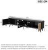 KLAM HOME Lowboard LED TV-Schrank 175cm Naturholz-Schwarz für 75 Zoll Fernseher (Lowboard mit App-gesteuerter Beleuchtung, 3 Schränken & Glasfach), Moderner Wohnzimmer TV-Ständer mit viel Stauraum & 6 Stützbeinen Bild 3