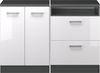Küchenschrank für Dachschrägen R-Line Weiß Hochglanz 120 cm 2er Set Schrankkorpuss 60 cm Tiefe Vicco Bild 3