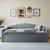 Gepolstertes 140 x 200 cm Tagesbett mit LED-Gürtel und Ausziehbett, Grau Bild 3