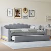 Gepolstertes 140 x 200 cm Tagesbett mit LED-Gürtel und Ausziehbett, Grau Bild 2