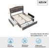 Merax Polsterbett 140*200 cm, Nachttisch mit USB-Ladeanschluss und Ablage, Doppelflachbett mit 4 Schubladen, Leinenstoff, Darkgrau Bild 4