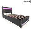 Polsterbett 90×200 cm mit hydraulischem Bettkasten, LED und USB, Grau Bild 5