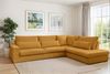 Ecksofa Designersofa THORA in Stoff Poso Honiggelb Ottomane Rechts Bild 1