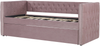 Tagesbett ausziehbar Samtstoff rosa Lattenrost 90x200 cm GASSIN Bild 5