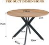Runder Esstisch H 76 x T 110 x B 110 cm in Nussbaumoptik, MDF-Tischplatte mit schwarzem Metall-X-Gestell Bild 5