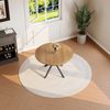 Runder Esstisch H 76 x T 110 x B 110 cm in Nussbaumoptik, MDF-Tischplatte mit schwarzem Metall-X-Gestell Bild 2